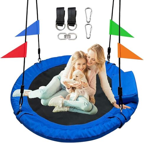 40 Inch Tree Swing for Kids Outdoor，Spider Web Tree Swing,850Lb Weight Capacity,900D Oxford Waterproof with Handles, with 71" Adjustable Hanging Straps，for Backyard, Playground (New 6 Colors) in Saudi Arabia