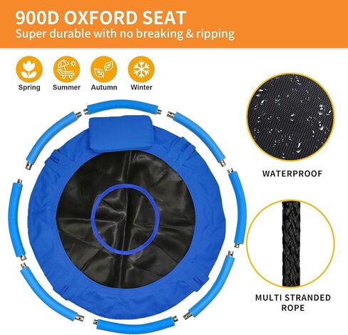 40 Inch Tree Swing for Kids Outdoor，Spider Web Tree Swing,850Lb Weight Capacity,900D Oxford Waterproof with Handles, with 71" Adjustable Hanging Straps，for Backyard, Playground (New 6 Colors) in Saudi Arabia