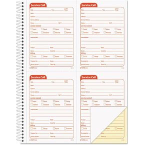 TOPS 4100 Service Call Book, 11-Inch x8-1/4-Inch , 2-Part, 200Sets/PK