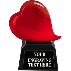 5" Red Heart Shaped Crystal Award - Custom Appreciation Glass Trophies Prime