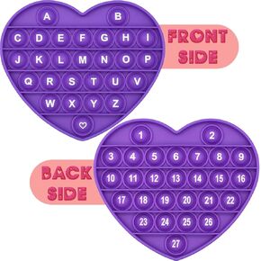 Red Heart Shaped Pop Bubble Valentines Fidget Toy with Letters and Numbers, Xmas Gift Sensory Toy with Alphabets Kids Birthday Party Classroom Prize Stress Reliever