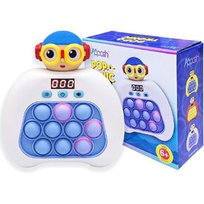 Fast Push Pop It Game Crisp Click Light UP Bubbles Upgraded 10 Modes Quick Push Stress Relieving Buttons Speed Push Sensory Gift Toy for Kids and Adults[White]