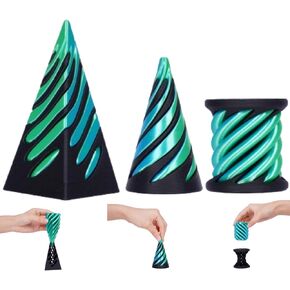 Impossible Cone Pyramid, 2024 New 3D Printed Spiral Cone Fidget Toy, Impossible Pyramid Passthrough Sculpture for Desktop Decoration Souvenir Present (Blue)