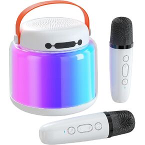 Mini Karaoke Machine for Kids, Toddler Karaoke Machine with Powerful Bass, Portable Bluetooth Speaker with 2 Wireless Microphones for Home Party, Toy Birthday Gift for Girls and Boys 4, 5, 6, 7, 8, 12