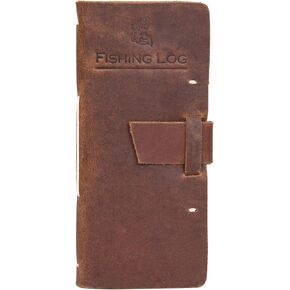 Made in Canada Top Grain Cow Leather Fishing Logbook Hunting Journal Records Date Time Location Weather Condition Acid Free 96 Pages (8.3"X4")