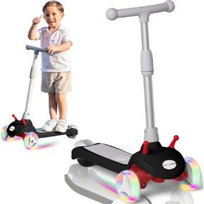 Electric Scooter for Kids Ages 3-8, 3-Wheel Electric Scooter, Kids Electric Scooter with LED Light-up Wheels, 3 Height Adjustable, C-Shaped Handle, Lean-to Steer Design, Gift for Boys/Girls