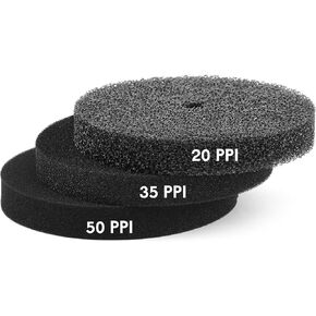 3 Pcs 5 Gallon Bucket Sponge Filter 11" Aquarium Pond Sponge Filter DIY Foam Sponge Replacement Rounded, 3 Densities Cut to Size Foam for Aquarium Fish Tank Pet Filter (20-35-50ppi Set)