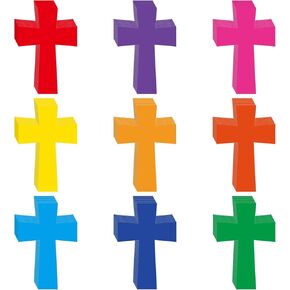 Geyee 108 Pcs Cross Paper Cutouts Religious Classroom Bulletin Board Decorations Colorful Crosses Shaped Die Cut for Teachers Kids DIY Craft School Bulletin Board Decor