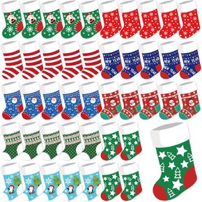 45pcs Christmas Stocking Cutouts, 9 Styles Assorted Xmas Stocking Cutouts Christmas Classroom Decoration Bulletin Board Cutouts with Glue Point for Holiday Xmas Party Supplies