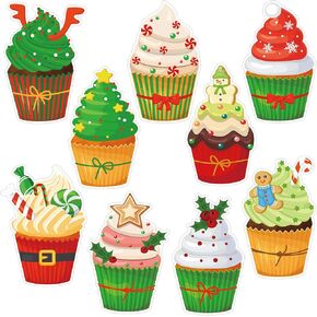 Lucleag 45 PCS Christmas Cutouts for Bulletin Board Decoration, Christmas Cake Cupcake Paper Cut-Outs for Christmas Holiday Party Home School Classroom Bulletin Board Decorations