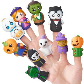 AQKILO Halloween Finger Puppet Set, Halloween Puppet Show Theater Props, Educational, Bath Toys,10 Pieces