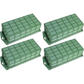 Auto-plaza Green Floral Foam Cage Flower Holder with Floral Foam for Fresh Flowers Cage Bowl for Rectangle Table Centerpiece Floral Set (4)