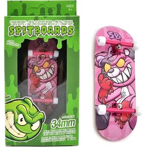 SPITBOARDS® 34mm x 96mm Pro Fingerboard Set-Up (Complete) | Real Wood Deck | Pro Trucks with Lock-Nuts and Pro Bushings | Polyurethane Pro Wheels with Bearings | Pig Flue