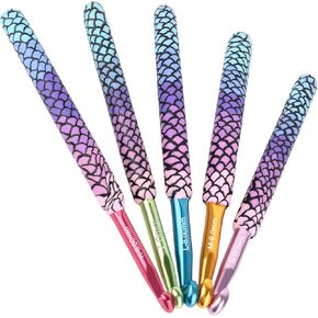 Coopay Large Crochet Hooks 10mm 9mm 8mm 7mm 6.5mm Crochet Hook Set for Crocheting, Mermaid Crochet Needles for Arthritic, Warm Crochet Hooks for Chunky Yarn, Pretty Knitting & Crochet Supplies