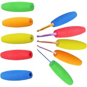 Craftbay 5PCS Crochet Hook Grips Crochet Hook Holder –EVA Crochet Hook Grips for Arthritis Crafting Enthusiasts fit for Handle Full Set 2mm-10mm (Multi)