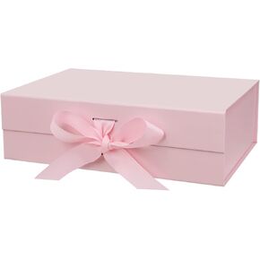 10.5"X7.5"X3.1" Black Magnetic Gift Box with Lid and Ribbon for Presents