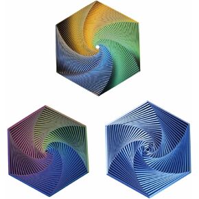 Fractal Fidget Hexagon,Hexagon Fidget Spiral Toy,Hexagon Spiral,3D Printing Anti-Anxiety and Stress Relief Pocket Size Toy for Adults,Perfect for Stress and Anxiety Fidget Toy (Yellow-Green-Blue)