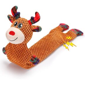 ألعاب الكلاب من Malier Christmas، مقاس 22 بوصة، ألعاب للكلاب على شكل حيوان الرنة من القطيفة للكلاب الصغيرة المتوسطة، ألعاب مضغ للكلاب التفاعلية المتينة، ألعاب الرنة للكلاب