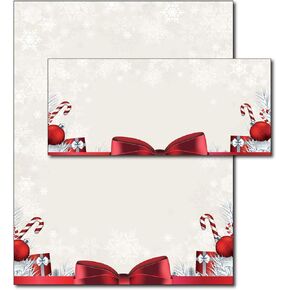 Holiday Present Christmas Stationery & Envelopes - 20 Sets