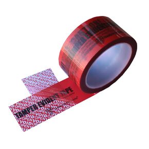 1 Roll Partial Transfer Tamper Evident Security Packing Tape (2 Inches x 55 Yards x 2 Mil, Do Not Break “Caution/VoidOpen", Red)