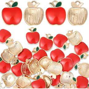 Red Apple Charms, Wonderful Enamel Apple Shape Pendant Fruit Dangle Pendant Beads for DIY Earring Necklace Bracelet Keychain Jewelry Making Craft Supplies