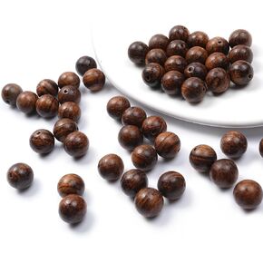 200pcs 10mm Natural Wooden Round Fall Beads Bulk for Crafts Polished Spacer Mala Pray DIY Decor Beading Jewelry Making (Oil Film(200pcs))