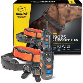 Dogtra 1902S HANDSFREE Plus 2-Dog Remote Dog Training E-Collar with Expandable HANDSFREE Square for Discreet Control Ergonomic Rechargeable 3/4-Mile Range Waterproof High-Output