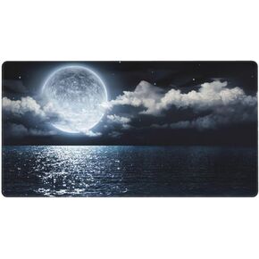 MTG Playmat TCG Playmat Board Game Card Game Trading Card Game Play mat Desk pad Original Hand-Painted Stitched Edges Smooth Surface Rubber Base Moonlight on The sea 23.5x13.7in