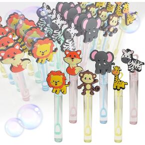 24 Piece Jungle Animals Toys Bubble Wand for Kids(6 Style),Cute Bubble Wand Great for Forest Animals Crazy Theme Party Favors,Pinata Suffer,Animals Party Goodie Bags Filler,School Classroom Prizes