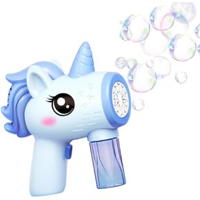 Enchanted Unicorn Bubble Machine - Outdoor Bubble Fun for Kids, Water Gun, Summer Toys for Toddlers, Girls & Babies (Blue)