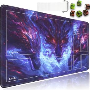 TCG Playmat, Magic The Gathering Ultra Pro Playmat with Zones, 24x14 in Non-Slip Rubber MTG Playmat with Drawstring Travel Pouch and 6 Dice, MTG Mat, Tree of Death, Skeleton Pattern Card Game Playmats
