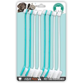 فرشاة أسنان H&H Pets للكلاب بتصميم مزدوج الرأس، فرشاة أسنان للكلاب الصغيرة والكبيرة، عبوة مكونة من 4 أو 8 قطع in Kuwait
