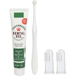 Pet Dog Tooth Brushing Kit - Dog Finger Toothbrush, 360° Toothbrush & Beef Flavor Toothpaste for Dogs Puppy Cats Teeth Oral Cleaning, Fresh Breath, Reduces Plaque & Tartar Buildup Dental Care Kit