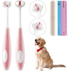 2 Pcs 3-Sided Dog Toothbrush, Puppy Toothbrushes, Ultra Soft Nano Bristles, Suitable for Teeth with Sensitive Gums, Pet Dental Care Oral Hygiene, for Small and Medium Dogs