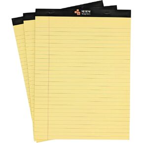 Legal Pads 8.5 x 11, Wide Ruled Lined Paper, Perforated and Ruled on Both Sides, 50 Sheets per Notepad, (Pack of 6 Canary Writing Pads 8.5 x 11.75)