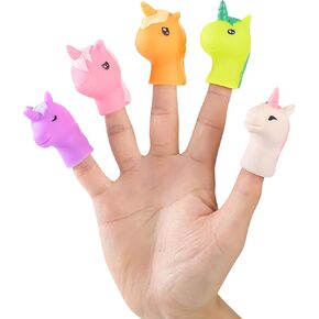 Unicorns Finger Puppets 5-Piece Set - Fun Toy Gift for Kids, Boys & Girls - Bath Puppets for Playtime, Children Birthday Party Favors, Cake Toppers, Pinata & Stocking Stuffers