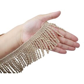 BEL AVENIR Bullion Fringe Trim Curtain Fringes 5 Yard x 2.5 Inches Sewing Fabric Trims DIY Decoration for Curtain Cushions Lampshades Clothes (Taupe, 5 Yard)