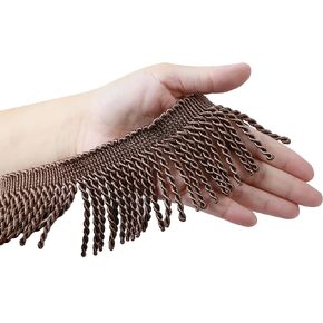 BEL AVENIR Bullion Fringe Trim Curtain Fringes 5 Yard x 2.5 Inches Sewing Fabric Trims DIY Decoration for Curtain Cushions Lampshades Clothes (Taupe, 5 Yard)