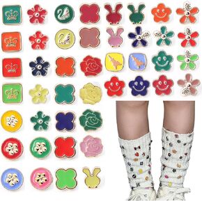 100Pcs Random Charms for Socks Sock Charms Pins Bling Sock Jewelry Charms Sock Charms Brooch Sock Accessories Charms Designer Safety Pin Charms for Socks Shoe Charms for Sneakers Junk Sock Charms