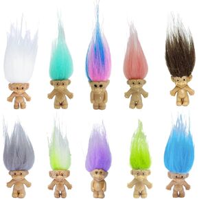 شخصيات مصغرة من PVC عتيقة من Trolls Lucky Doll مقاس 1.2 بوصة، مجموعة من الرجال الصغار اللطيفين، مشروع مدرسي، حرف فنية، هدايا الحفلات (10 عبوات)