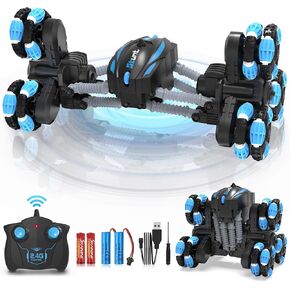 RC Car Toy, Transform Remote Control Stunt Cars, Features Extend & Retract, 360-degree Rotations, Forward Backward, 4WD All-Terrain, High Speed Truck for 5-12 Boys Girls Gifts (Green)