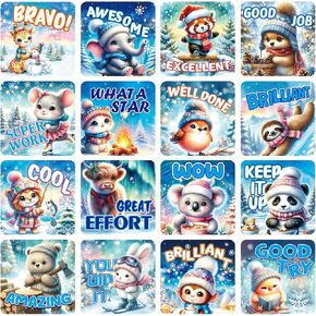 Reward Stickers for Kids Winter Incentive Sticker for Students Christmas Motivational Labels for Teacher School Classroom Homework Test Reward Supplies 400Pcs