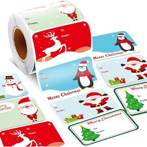 300PCS Christmas Name Tags Stickers, Self-Adhesive Christmas Gift Tags Stickers for Gifts Wrappings Christmas Gift Labels Stickers for Presents Boxes Bags Envelopes Holiday Decoration