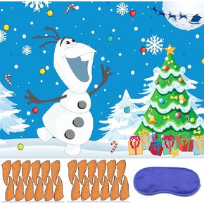 Pin The Nose on The Olaf Game for Kids Froze Party Olaf Pin Game with 24Pcs Nose Stickers Birthday Shower Christmas Party Supplies Activities