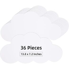 MixTeach 36 Pcs Large White Cloud Cutouts 14 Inch Paper Clouds White Cloud Shape Card Paper Cloud Die Cut Room Decorations for Classroom Bulletin Board Decor Wall Decoration Nursery Playroom Decor