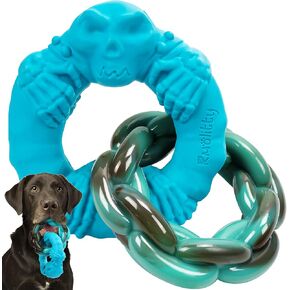 Rmolitty Dog Toys for Aggressive Chewers Large Medium Breed Dogs, Indestructible Interactive Tough Non-Toxic Natural Rubber & Nylon Tough Teething Double-Ring Chew Toys