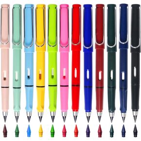 12Pack Forever Pencils for Kids Writing, Infinity Pencil Cute Inkless Everlasting Pencil with Eraser for Sketching (Black)