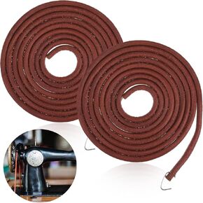 PEOVLVN 2 Pieces Treadle Sewing Machine Belt Replacement Sewing Machine Leather Belt with Hook Sewing Machine Accessories Replacement Parts for Universal Pedal Sewing Machines (72 x 3/16 Inch)