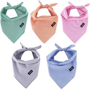 Dog Bandanas XLarge-5PCS DIY Bandanas Green Orange Pink Blue Gray Dog Scarfs Breed Bib Handkerchief for Large Dogs Puppies Pets
