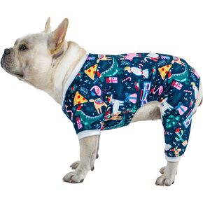 CuteBone Christmas Dog Pajamas Shirt Winter Holiday Cute Pjs Pet Clothes Bodysuit for Doggie Onesies P186M Medium